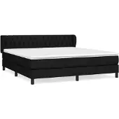 vidaXL Boxspring met matras stof zwart 180x200 cm