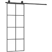 vidaXL Schuifdeur met beslag 76x205 cm ESG-glas en aluminium