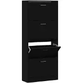vidaXL Schoenenkast 63x24x147 cm bewerkt hout Zwart