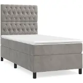 vidaXL Boxspring met matras fluweel lichtgrijs 100x200 cm