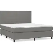 vidaXL Boxspring met matras stof donkergrijs 180x200 cm