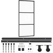 vidaXL Schuifdeur met beslag, veiligheidsglas (ESG) en aluminium, 90x205 cm