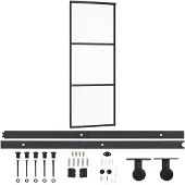 vidaXL Schuifdeur met beslag 76x205 cm aluminium en ESG-glas