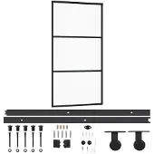 vidaXL Schuifdeur met beslag, veiligheidsglas (ESG) en aluminium, 102x205 cm