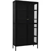 vidaXL Vitrinekast 90x40x180 cm staal en gehard glas zwart