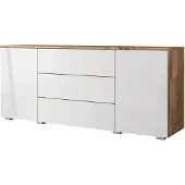 Meubella Dressoir eiken Wit - 150cm - Opbergkast - Kast - Modern