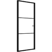 vidaXL Binnendeur 83x201,5 cm ESG-glas en aluminium zwart