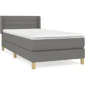 vidaXL Boxspring met matras stof donkergrijs 90x190 cm