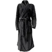 Linnick Flanel Fleece Badjas Uni - black - XL