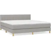 vidaXL Boxspring met matras stof lichtgrijs 160x200 cm