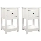 vidaXL Nachtkastjes 2 st 40x35x61,5 cm massief grenenhout wit
