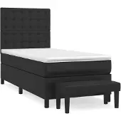 vidaXL Boxspring met matras kunstleer zwart 90x190 cm
