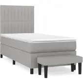 vidaXL Boxspring met matras stof lichtgrijs 100x200 cm
