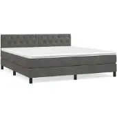 vidaXL Boxspringbed met matras, donkergrijs, 160x200 cm, fluweel