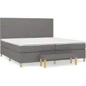 vidaXL Boxspring met matras stof donkergrijs 200x200 cm