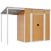 vidaXL Tuinschuur met verlengd dak 277x107x181 cm staal lichtbruin
