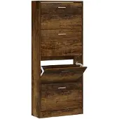 vidaXL Schoenenkast 63x24x147 cm bewerkt hout gerookt eikenkleurig