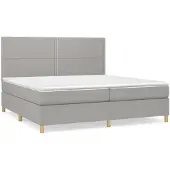 vidaXL Boxspring met matras stof lichtgrijs 200x200 cm
