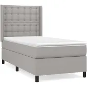 vidaXL Boxspring met matras stof lichtgrijs 100x200 cm
