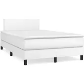 vidaXL Boxspring met matras kunstleer wit 120x200 cm