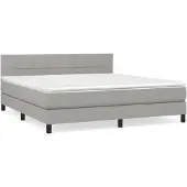 vidaXL Boxspring met matras stof lichtgrijs 180x200 cm