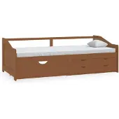 vidaXL Bedbank 3-zits met lades grenenhout honingbruin 90x200 cm