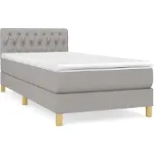 vidaXL Boxspring met matras stof lichtgrijs 90x200 cm