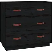vidaXL Dressoir 80x40x75 cm massief grenenhout zwart
