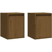 vidaXL Wandkasten 2 st 30x30x40 cm massief grenenhout honingbruin