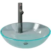 vidaXL Wastafel met kraan en pop-up afvoer gehard glas transparant