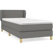 vidaXL Boxspring met matras stof donkergrijs 90x200 cm