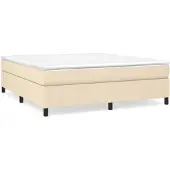 vidaXL Boxspring bed stof crèmekleurig 160x200 cm