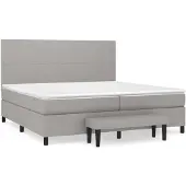 vidaXL Boxspring met matras stof lichtgrijs 200x200 cm