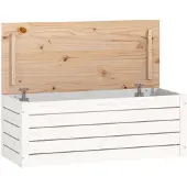 vidaXL Opbergbox wit 89x36,5x33 cm massief grenenhout