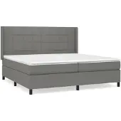 vidaXL Boxspring met matras stof donkergrijs 200x200 cm