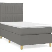 vidaXL Boxspring met matras stof donkergrijs 80x200 cm