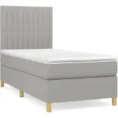 vidaXL Boxspring met matras stof lichtgrijs 90x200 cm