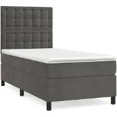 vidaXL Boxspring met matras fluweel donkergrijs 80x200 cm