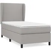 vidaXL Boxspringbed met matras, lichtgrijs, 90x190 cm, gestoffeerd