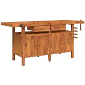 vidaXL Werkbank met lades en bankschroeven 192x62x83 cm acaciahout