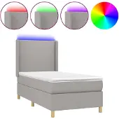 vidaXL Boxspring met matras en LED stof lichtgrijs 90x190 cm