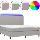 vidaXL Boxspringbed met matras en LED-verlichting, lichtgrijs, 160x200 cm, gestoffeerd
