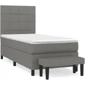 vidaXL Boxspring met matras stof donkergrijs 90x200 cm