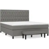 vidaXL Boxspring met matras stof donkergrijs 180x200 cm