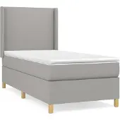 vidaXL Boxspringbed met matras, lichtgrijs, 90x200 cm, gestoffeerd