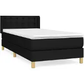 vidaXL Boxspring met matras stof zwart 100x200 cm