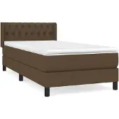 vidaXL Boxspring met matras stof donkerbruin 90x190 cm