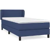vidaXL Boxspring met matras stof blauw 90x190 cm