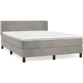 vidaXL Boxspring met matras fluweel lichtgrijs 140x200 cm