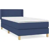 vidaXL Boxspring met matras stof blauw 100x200 cm